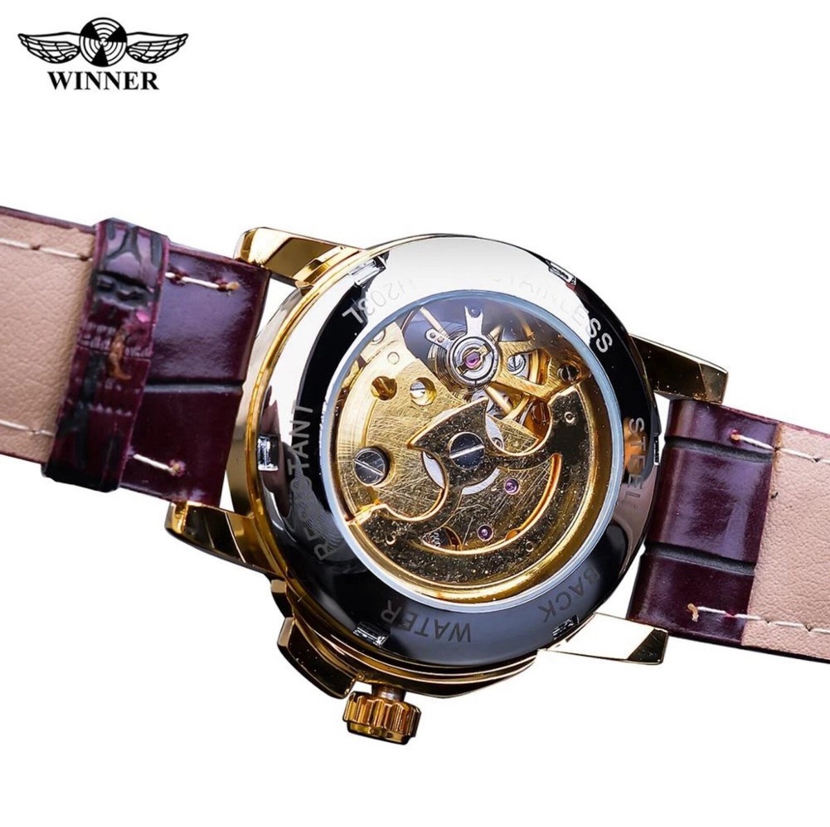 Womens Automatic Transparent Skeleton PU Leather Band Ladies  display picture 1