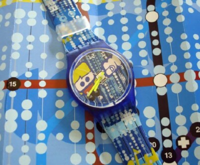 LONDON CLUB! Funky Swatch w LONDON CLUB MAP ARTWORK By IAN ANDERSON! NIB-RARE!