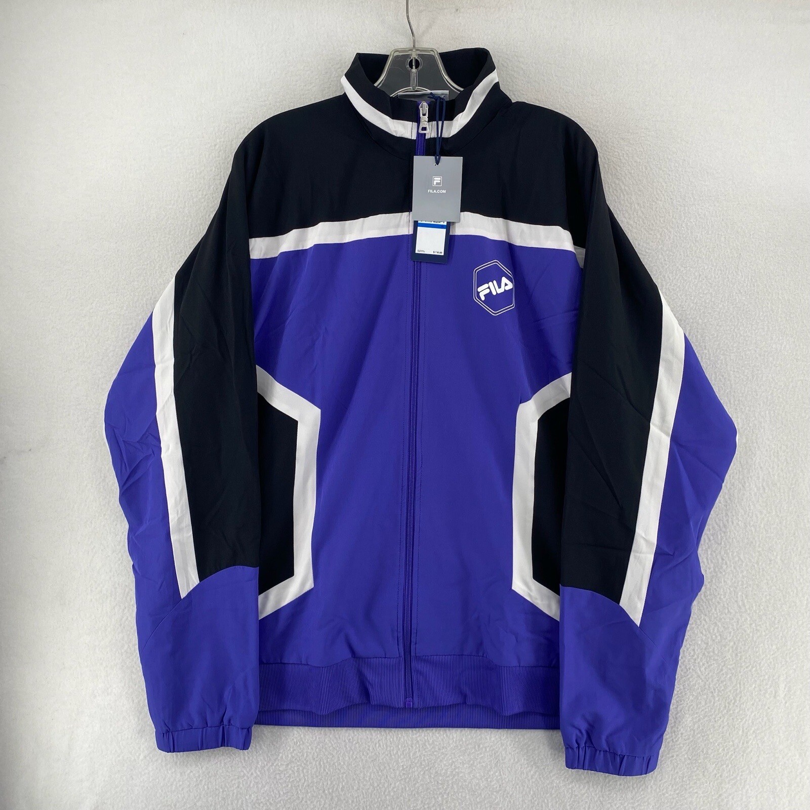 Giacca da pista Fila Sports uomo tessuto colorblock retrò full zip taglia XL viola