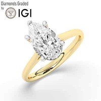  Pear Solitaire Labgrown Diamond Wedfit Ring 18k Yellow Gold 2.00 Ct F VS1