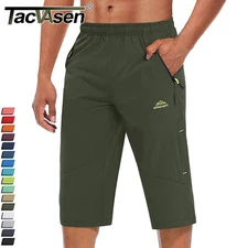 Men's 3/4 Length Pants Running Sports Capri Shorts Outdoor Walking Hiking Shorts