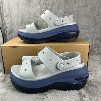 Crocs Mega Crush Matte Sandals Women's Size 8 Gray / Blue Iconic Comfort  Slip On | eBay