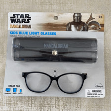 Disney Star Wars Mandalorian Kids Blue Light Glasses Baby Yoda w/ Case. New