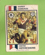 #D96. 1974 EASTERN SUBURBS SCANLENS RUGBY LEAGUE CARD #77 HARRY CAMERON