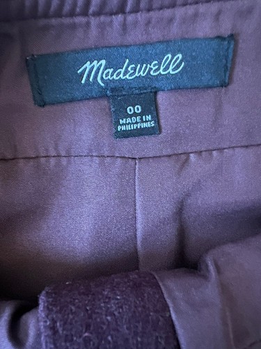 Madewell Wollmischung Kamin Minirock grau Reißverschluss Fronttaschen Größe 00 burgund - Bild 2 von 4