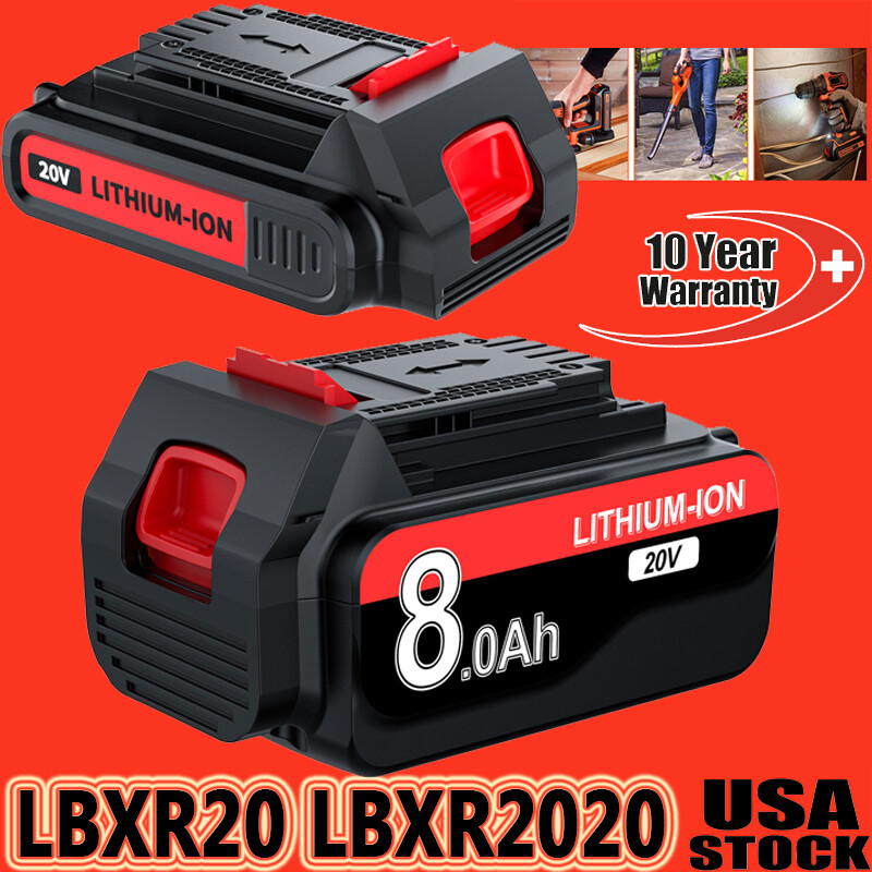 20V 8Ah LBXR20 Lithium Battery for Black & Decker LB20 1500mAh
