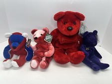 Al Salvino s Bammers Lot Of 4 Bean Bag Bear Plush Stuffed Toy Baseball Vintage