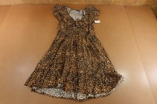 Old Navy Womens Medium Brown Leopard Waist-Defined Ruffle-Trim Mini Dress NWT