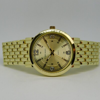 LUCCIANO 18Kゴールド時計 G722-09.B GINO MILANO No:8494 Gold Tone Quartz Analog Men's Watch Sz. 8 1/2