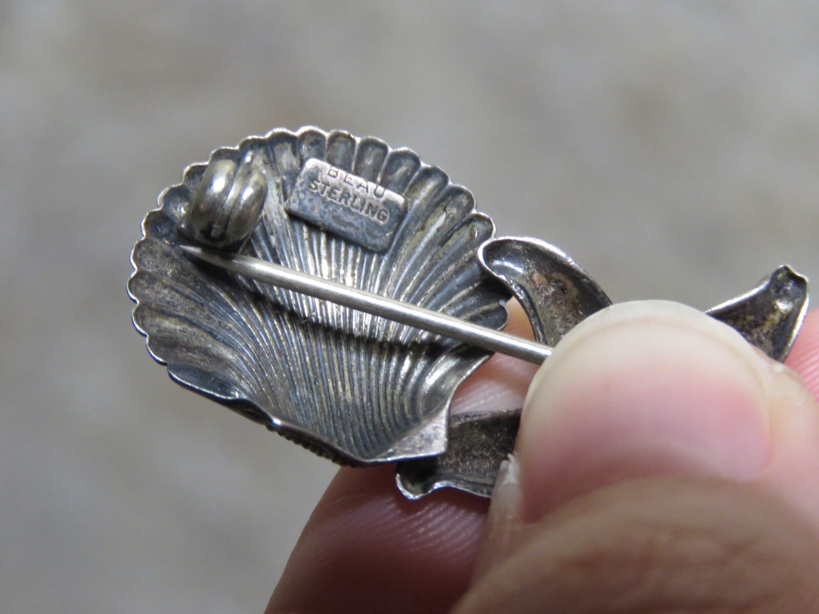 Beau Sterling Silver Signed Seashell Shell Starfi… - image 6