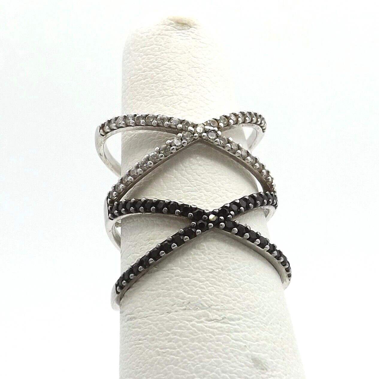 Sterling Silver cz Double Infinity Ring X Open Sp… - image 1