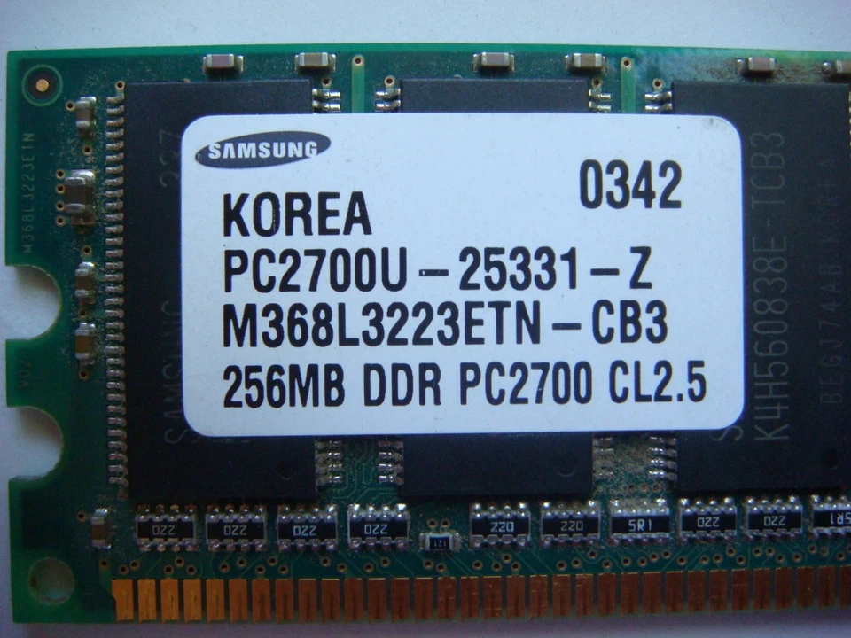 NEW Samsung PC2700U-25331-Z 256MB DDR PC2700 M368L3223FTN-CB3.Memory,RAM (B509) - Image 2 of 4