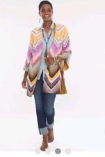 Chico's Reversible Chevron Jacquard Open Front Kimono Jacket Multi Sz 1 8 
