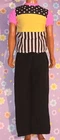 Vtg 1980's 2 Piece Ken Clone Pink and Black, and Yellow Fun Shirt and Pant Set