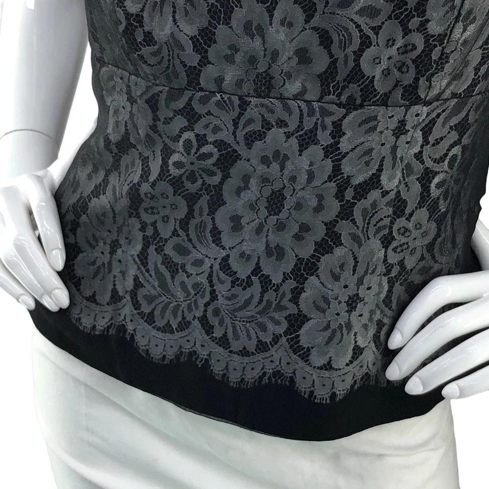 Regata feminina Tadashi Shoji tamanho M detalhe de renda alça espaguete elegante preta - Imagem 3 de 4