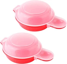 2 Microwave Egg Cookers, 1-Minute Fast Omelet Maker for Breakfast, Red/White