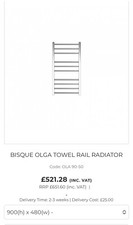 Olga towel radiator Stainless steel mirror finish 900 mm x 480 mm