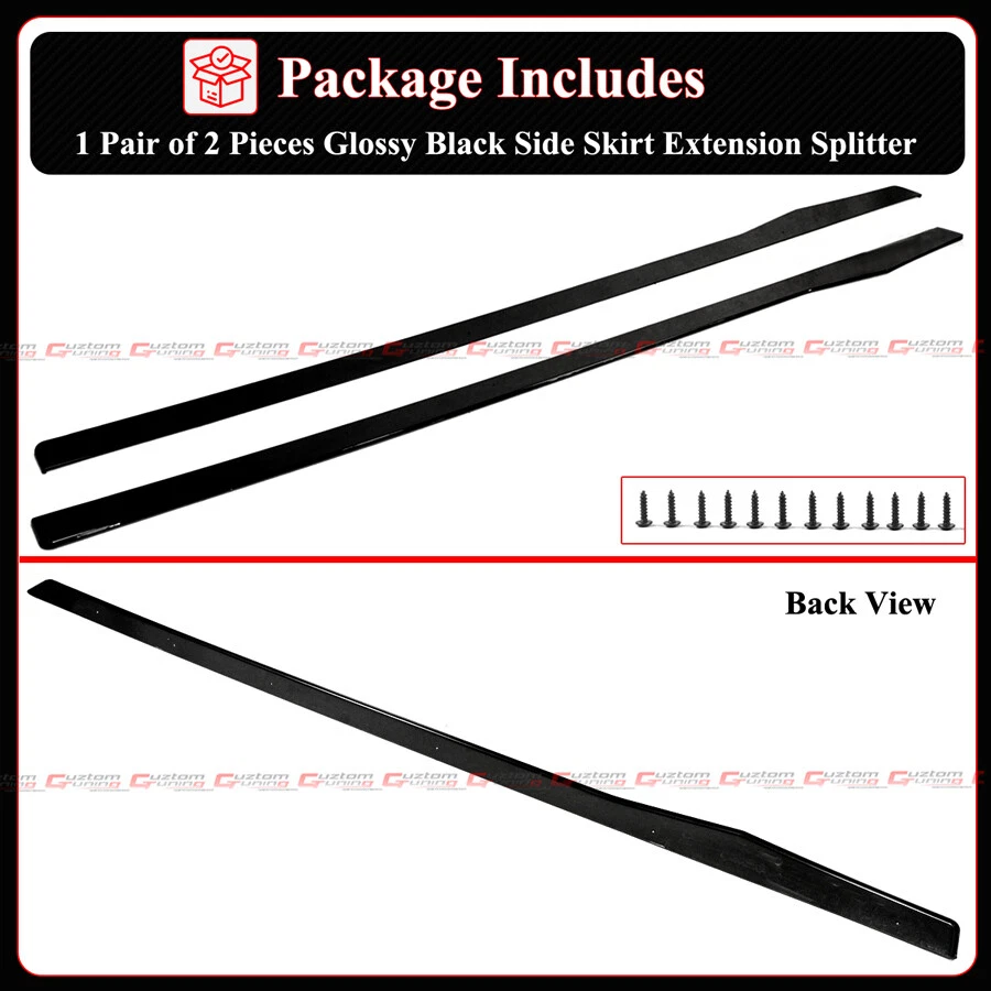 For 2015-21 Mercedes Benz W205 C300 C43 AMG CMT Gloss Black Side Skirt Extension - Image 4 of 4