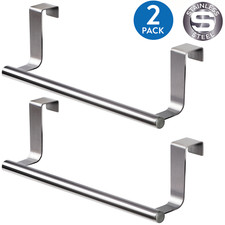 2X Large Over Cabinet Door Towel Rack Bar Hook Kitchen Storage Shelf Holders USA