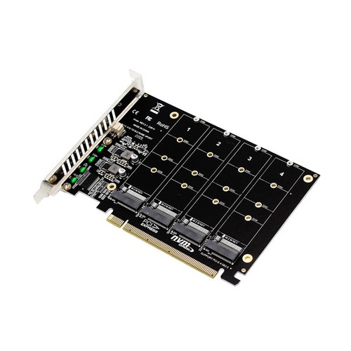 4-Port M.2 NVME SSD to PCIe 3.0 4.0 X16 Connector Expansion NEW Card 4 x 32Gbps - 第 22/22 張圖片