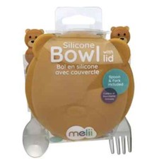 New Teddy Bear Melii Silicone Kids Bowl with Lid  Utensils