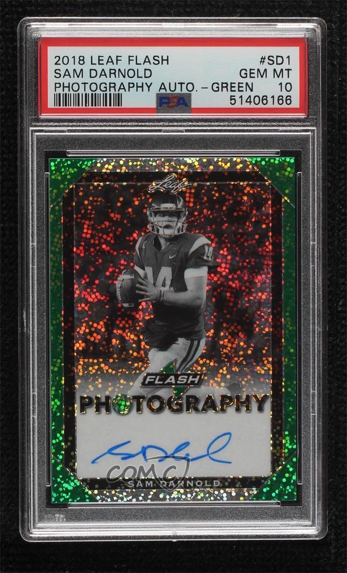 Sam Darnold Leaf Flash Photography Autographs #SD1 Green