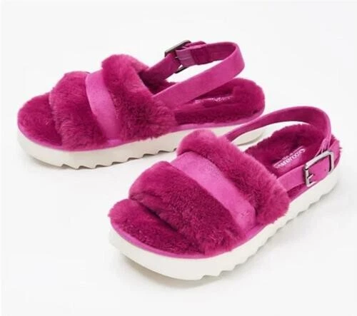 Sandali Koolaburra di UGG AdjstbleSlide Fuzz'd Out Fuschia 8M (MSRP $62) A470395