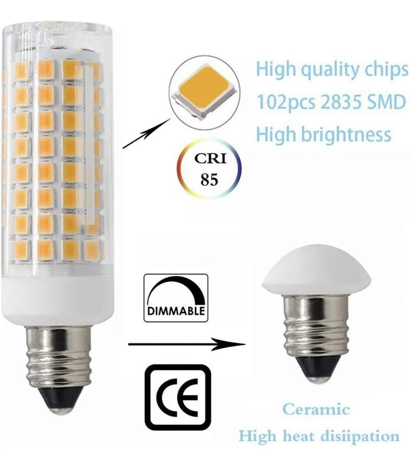 All-New-(102LEDs) E11 Led Bulbs, 80W or 100W Equivalent Pack Of 4.warm White - Image 2 of 4
