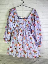 Love Shack Fancy Eaton Floral Puff Sleeve Mini Dress Lavender Moon Womens Size 2
