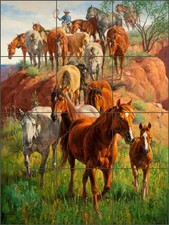 Tile Mural Backsplash Ceramic Sorenson Horses Western Art RW-JS004