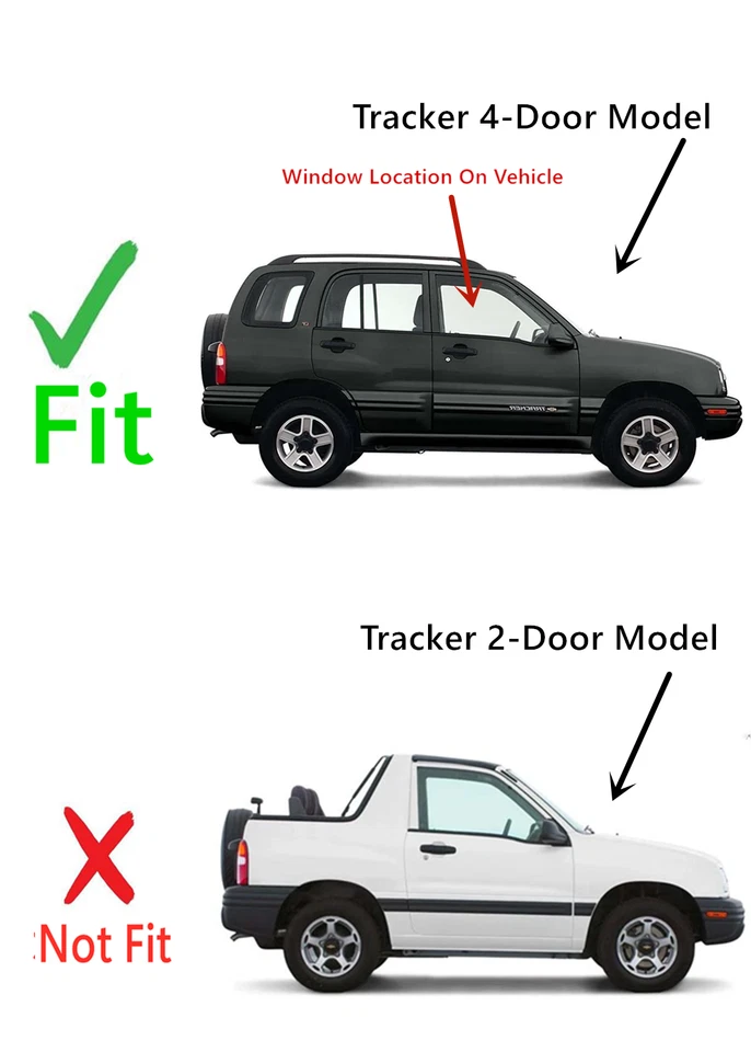 Fit 1999-2005 Chevrolet Tracker 4Dr Passenger Side Right Front Door Window Glass Foto 2 de 4