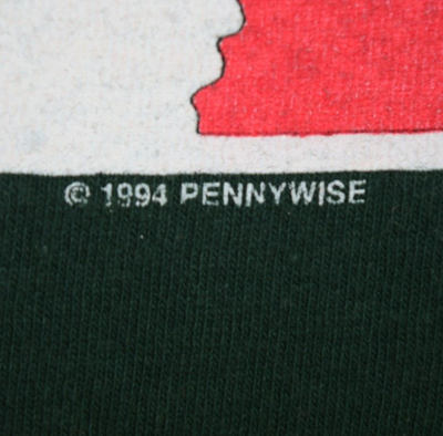 Vintage T-Shirt Delta Size M 90s Pennywise Medium Green 2 Sided