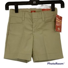 Dickies Shorts Flat Front Classic Fit Girls 6 Regular Khaki School Uniform