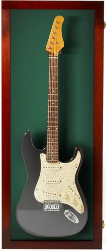 Guitar Display Case Electric Cherry Green Wood Cabinet Gibson Fender Shadow Box