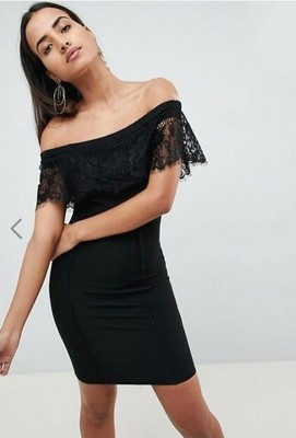 ladies black bardot dress