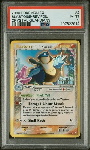 2006 POKEMON EX CRYSTAL GUARDIANS #2 BLASTOISE-REVERSE FOIL PSA 9