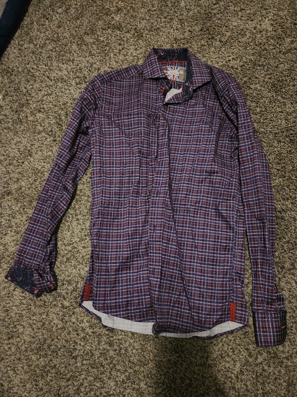Mens 7 Downie Street London Couture Long Sleeve Button Down Shirt Sz 3 Plaid
