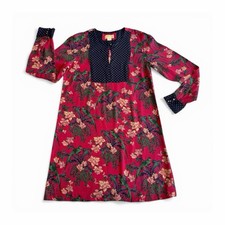 Maeve Anthropologie Kentucky Derby Print Mini Bib Shift Dress- Floral Pink/Blue