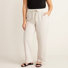 Caslon Size L Women's Drawstring Wide Leg Linen Blend Pants Flax Summer Comfort