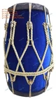 New Professional Blue velvet Dholak With Golden Fitting Instrument With Bag