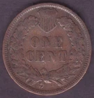 US Rare Old West 1908 Indian Head Penny, American 1 Cent Very Good Copper Coin