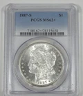 1887-S Morgan Dollar CERTIFIED PCGS MS 62+ Silver Dollar