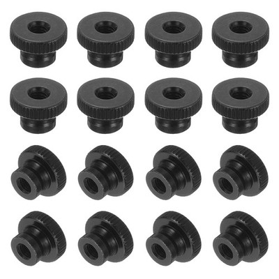 16Pcs Knurled Thumb Nuts, M5x10mm Carbon Steel Nut Iron Round Knobs Black