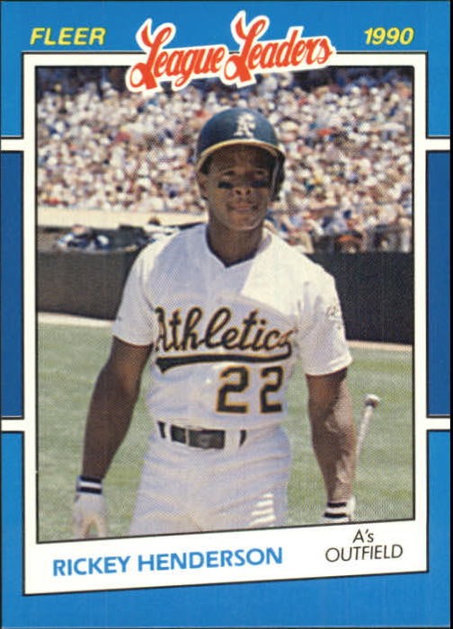 1990 Fleer League Leaders #18 Rickey Henderson Oakland A's Athletics - NM-MT