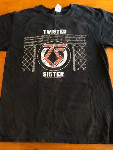 Vintage Y2K Twister Sister T-Shirt M Black Bones Faded Band Chain Logo