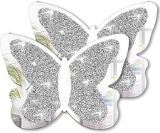 Vesici 2 Pieces Butterfly Shaped Mirror Crystal 11.8 x 8.8 Inch, Silver