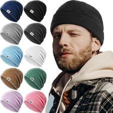 Fleece Beanies for Men Womens Knitted Unisex Winter Hats Ski Warm Soft Skull Cap