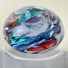 Hand Blown Glass Paperweight Primary Colors S...