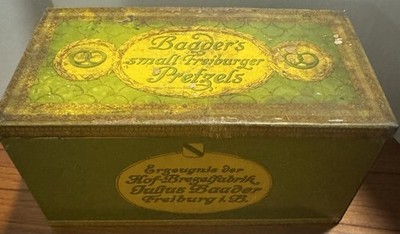 Rare Vintage Advertising Tin Box Julius Baader Small Freiburger Pretzels