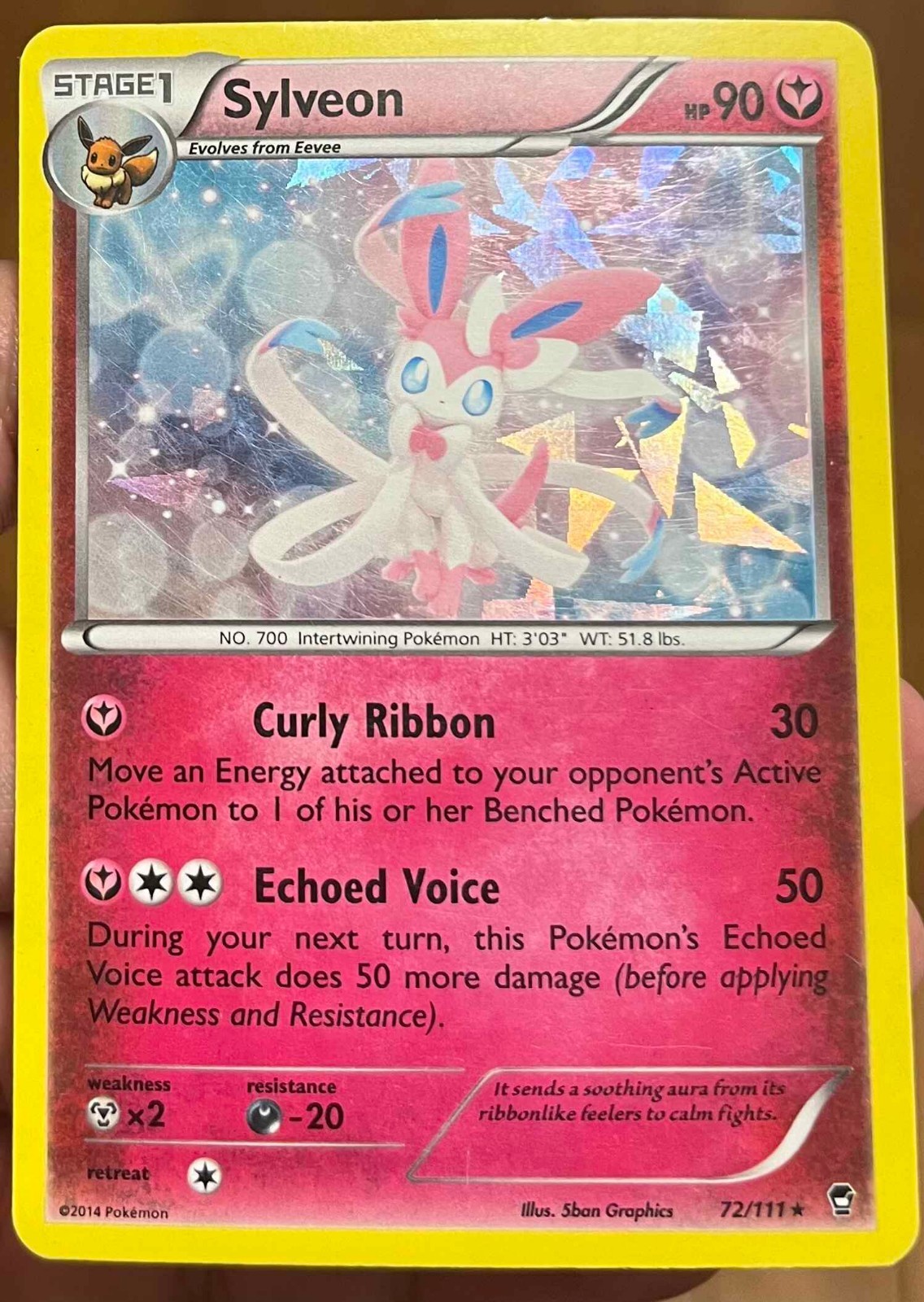 Pokemon Card TCG Sylveon 72/111 XY Furious Fists Cracked Ice Holo Rare 2014 MP